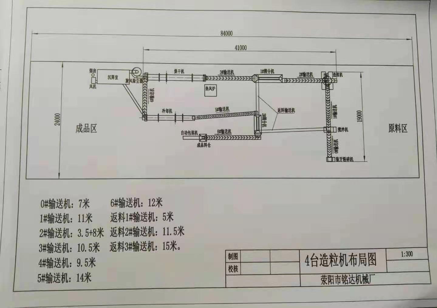  四臺造粒機流程圖